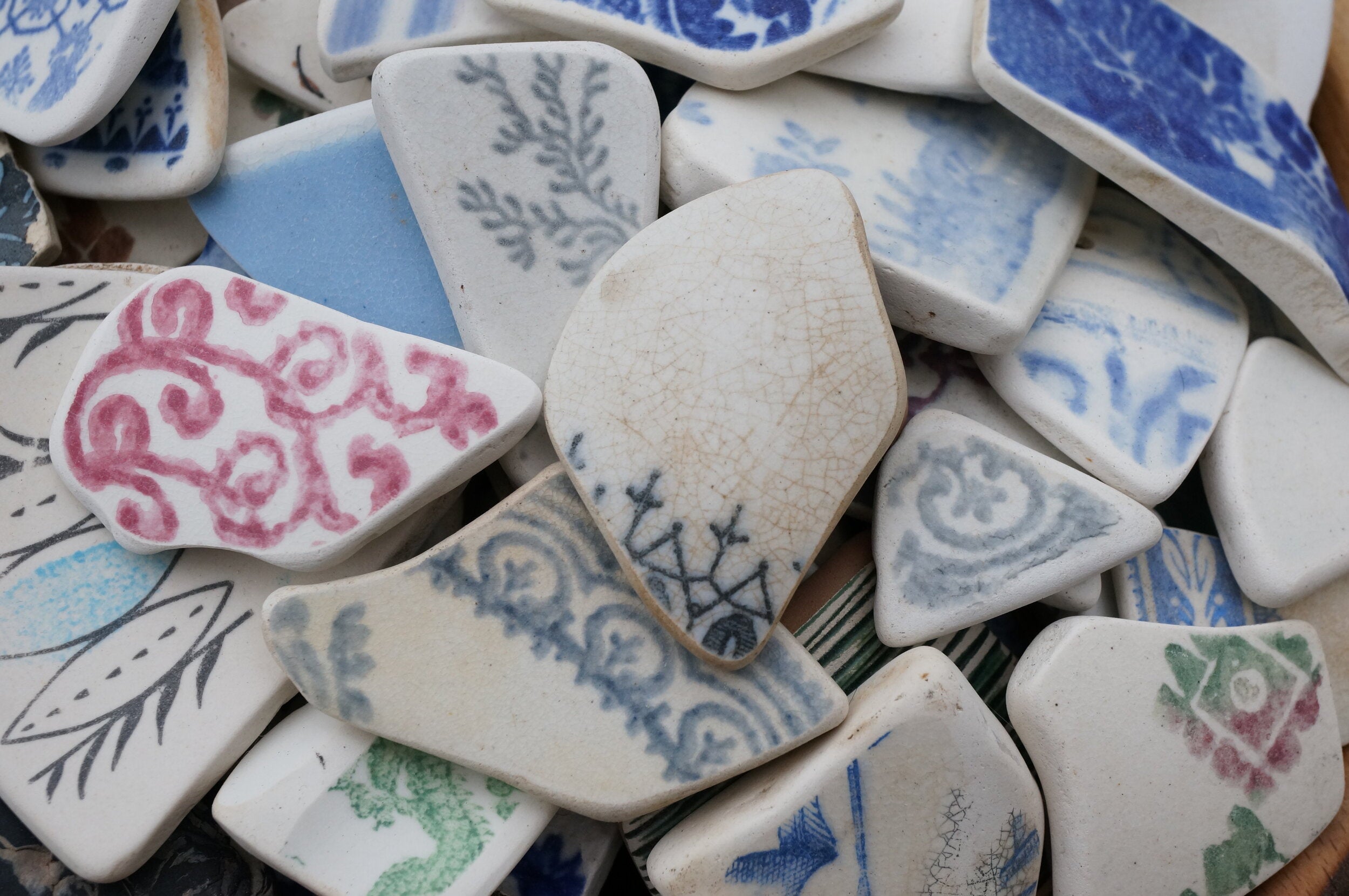 collection of broken pottery