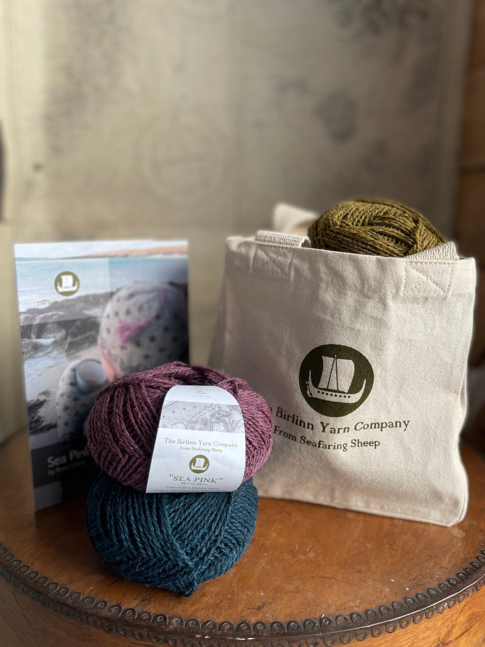 natural cream cotton tote bag with Birlinn Yarn logo in green